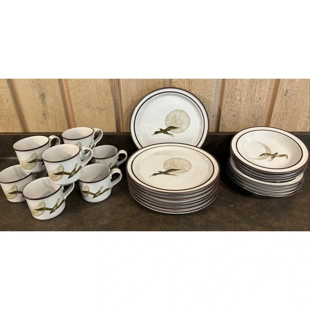 Noritake Stoneware *Moon Flight*‎ Dinner Plates, Soup Bowls, Coffee Cups
